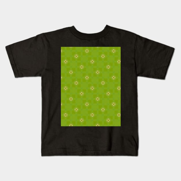 Little Flowers on Lime Green Background Pattern - WelshDesignsTP003 Kids T-Shirt by WelshDesigns